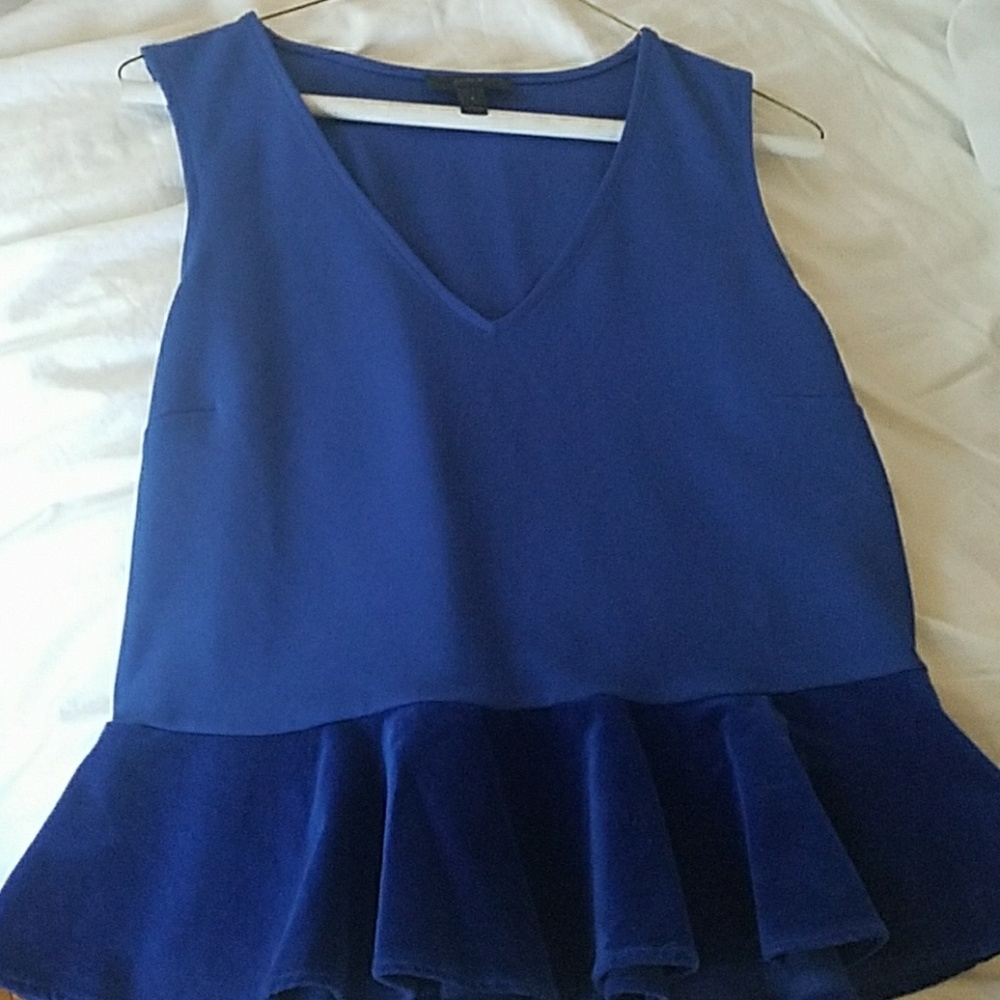 Jcrew Velvet Peplum Top Cobalt Blue